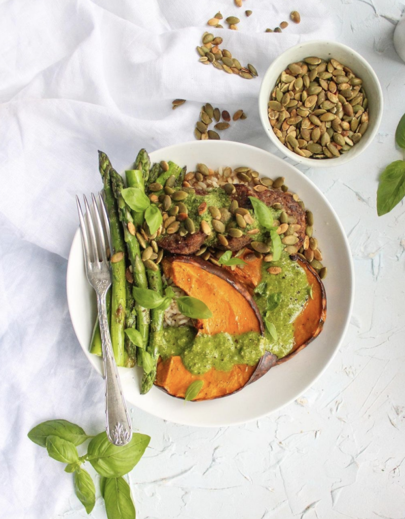 A Roasted Pumpkin & Brown Rice Lentil Pattie Salad - Bite Me